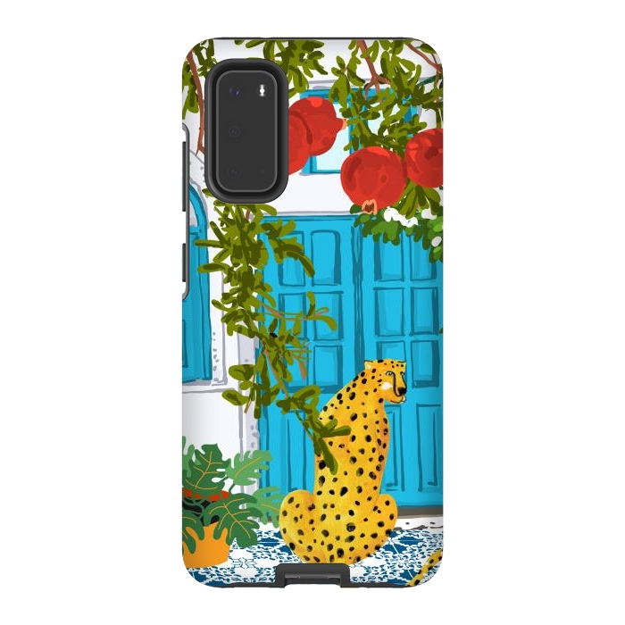 Galaxy S20 StrongFit Cheetah Home, Morocco Architecture Illustration, Greece Cats Tropical Urban Jungle Pomegranate by Uma Prabhakar Gokhale