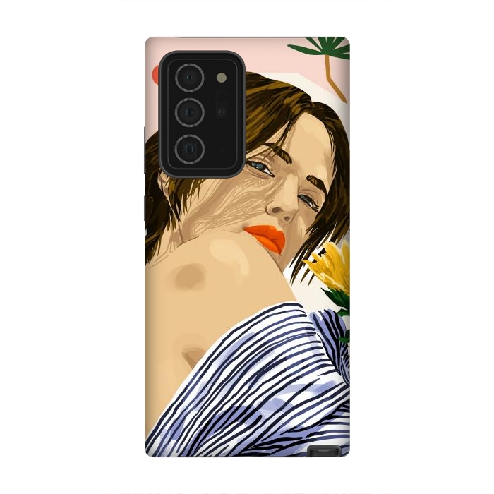 Galaxy Note 20 Ultra StrongFit I Travel, I Become  Morocco Architecture Illustration, Bohemian Woman Tropical Sunflower Boho Palm by Uma Prabhakar Gokhale