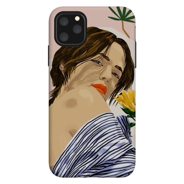 iPhone 11 Pro Max StrongFit I Travel, I Become  Morocco Architecture Illustration, Bohemian Woman Tropical Sunflower Boho Palm by Uma Prabhakar Gokhale