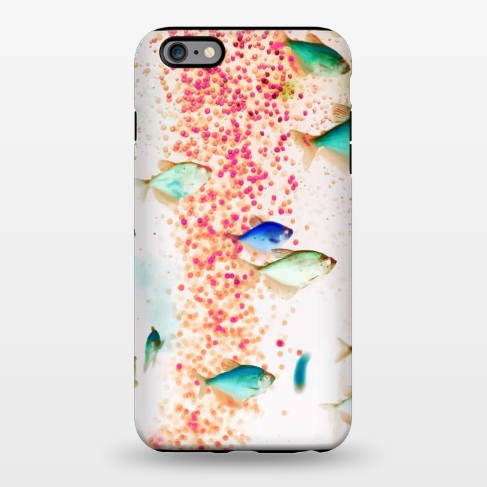 iPhone 6/6s plus StrongFit Something Fishy, Pink Bubbles & Blue Green Fish Graphic Design Digital Eclectic Surrealism by Uma Prabhakar Gokhale