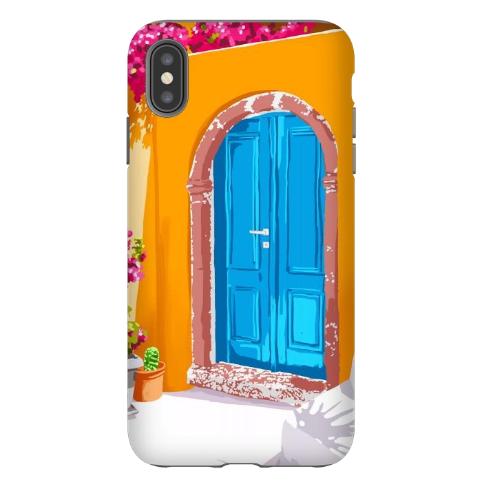 iPhone Xs Max StrongFit Sunny Morocco, Summer Architecture Greece Travel Painting, Boungainvillea Tropical Floral by Uma Prabhakar Gokhale