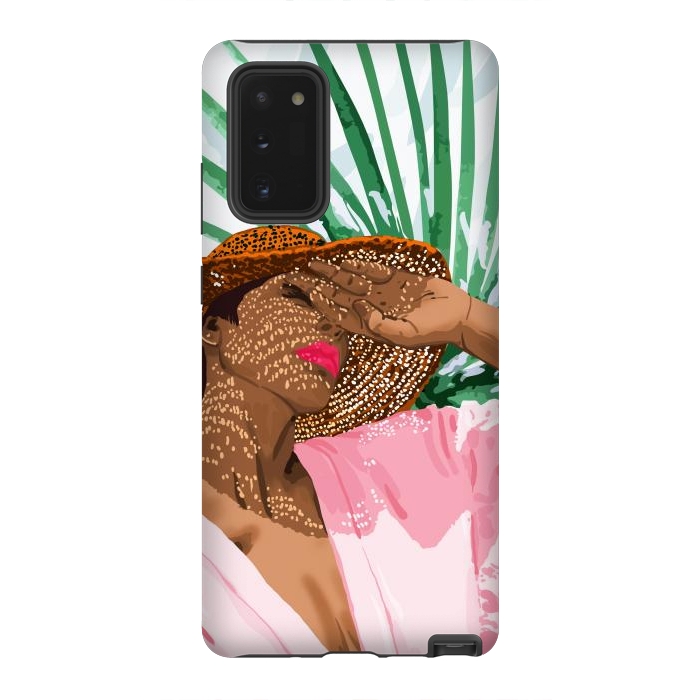 Galaxy Note 20 StrongFit Sunshine in My Soul | Black Woman Tropical Travel | Modern Boho Palm Summer Vacation Fashion by Uma Prabhakar Gokhale