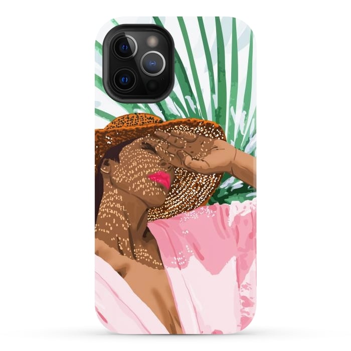 iPhone 12 Pro Max StrongFit Sunshine in My Soul | Black Woman Tropical Travel | Modern Boho Palm Summer Vacation Fashion by Uma Prabhakar Gokhale