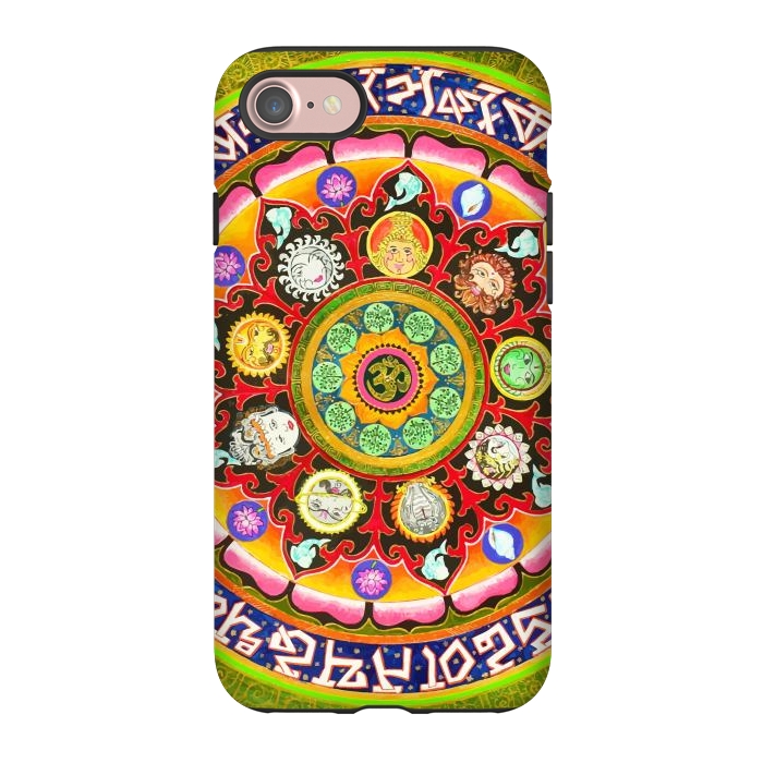 iPhone 7 StrongFit Chakra Mandala, Ayurveda Yoga Aum, Eclectic Colorful Bohemian Sun Sign Moon Sign Zodiac Astrology by Uma Prabhakar Gokhale
