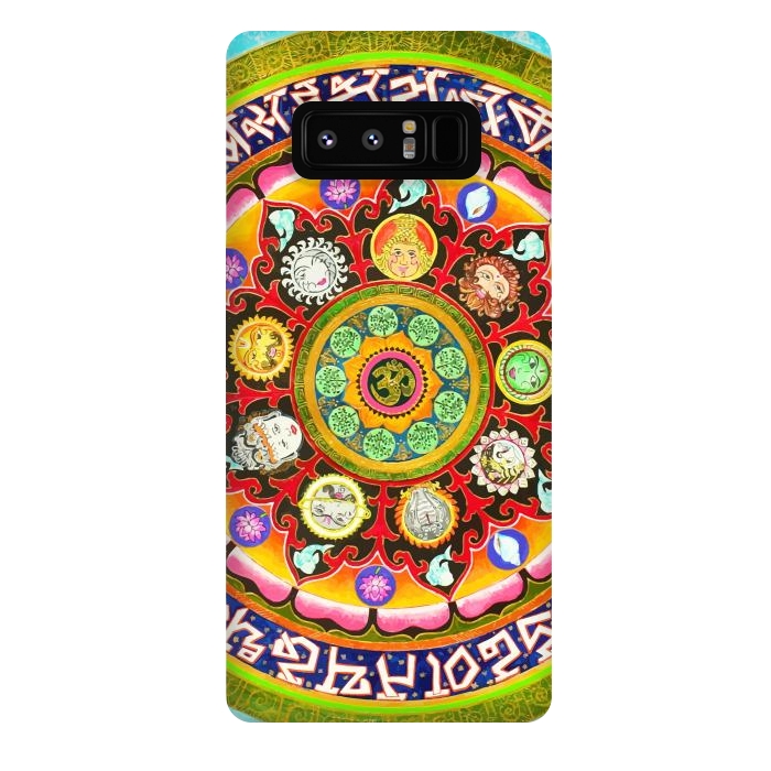 Galaxy Note 8 StrongFit Chakra Mandala, Ayurveda Yoga Aum, Eclectic Colorful Bohemian Sun Sign Moon Sign Zodiac Astrology by Uma Prabhakar Gokhale