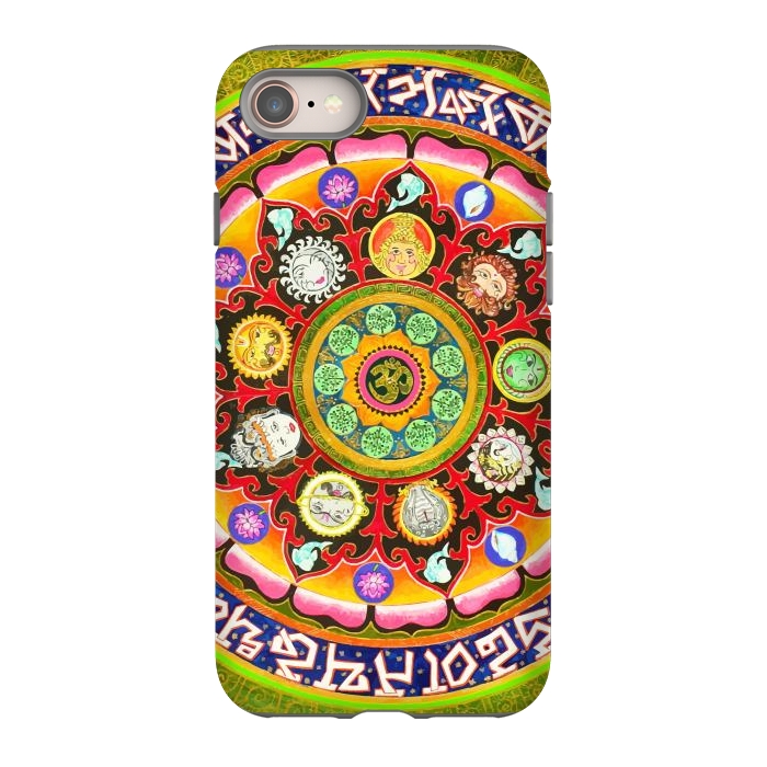 iPhone 8 StrongFit Chakra Mandala, Ayurveda Yoga Aum, Eclectic Colorful Bohemian Sun Sign Moon Sign Zodiac Astrology by Uma Prabhakar Gokhale