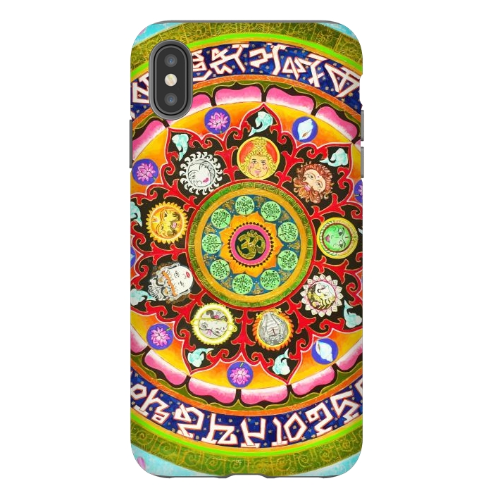 iPhone Xs Max StrongFit Chakra Mandala, Ayurveda Yoga Aum, Eclectic Colorful Bohemian Sun Sign Moon Sign Zodiac Astrology by Uma Prabhakar Gokhale