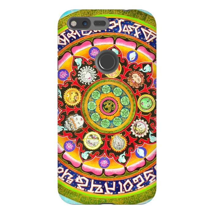 Pixel XL StrongFit Chakra Mandala, Ayurveda Yoga Aum, Eclectic Colorful Bohemian Sun Sign Moon Sign Zodiac Astrology by Uma Prabhakar Gokhale