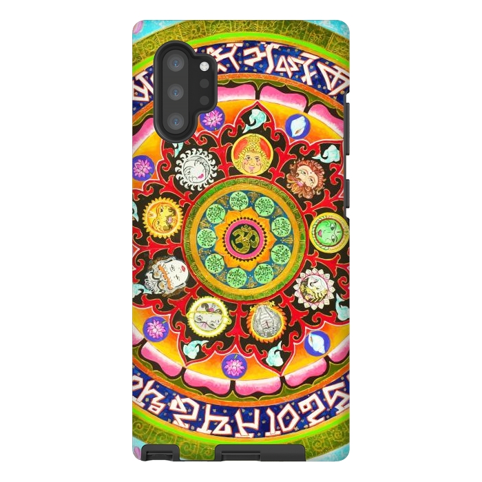 Galaxy Note 10 plus StrongFit Chakra Mandala, Ayurveda Yoga Aum, Eclectic Colorful Bohemian Sun Sign Moon Sign Zodiac Astrology by Uma Prabhakar Gokhale