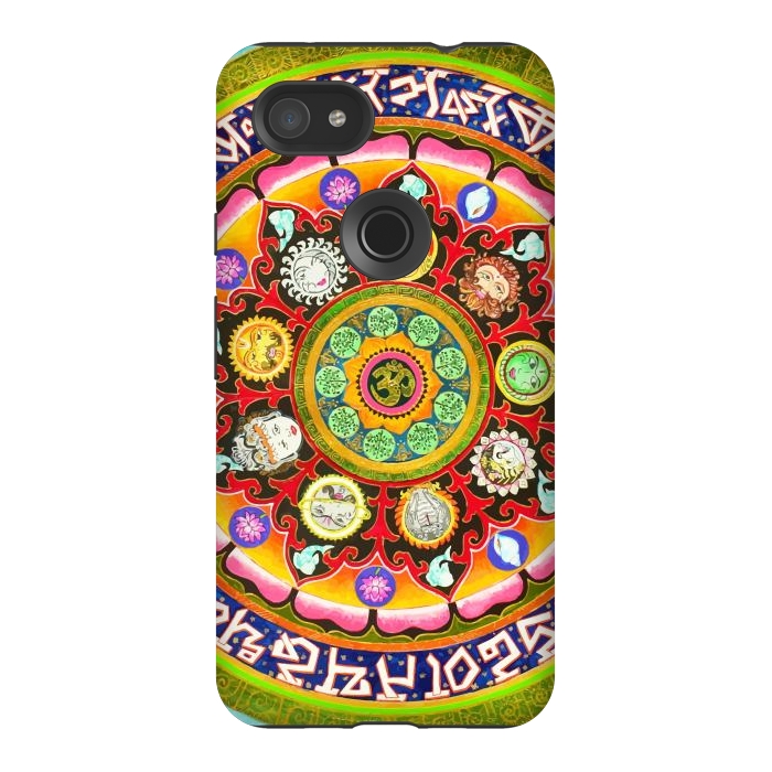 Pixel 3AXL StrongFit Chakra Mandala, Ayurveda Yoga Aum, Eclectic Colorful Bohemian Sun Sign Moon Sign Zodiac Astrology by Uma Prabhakar Gokhale