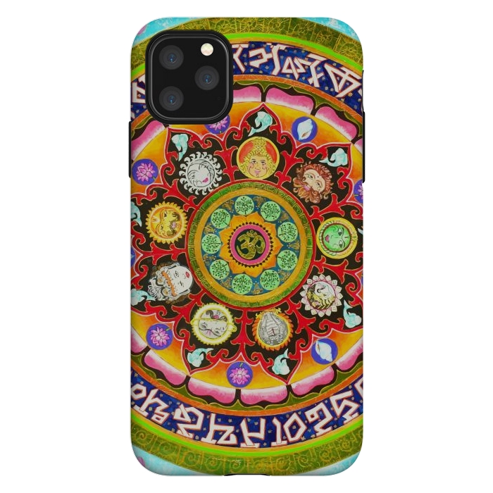 iPhone 11 Pro Max StrongFit Chakra Mandala, Ayurveda Yoga Aum, Eclectic Colorful Bohemian Sun Sign Moon Sign Zodiac Astrology by Uma Prabhakar Gokhale