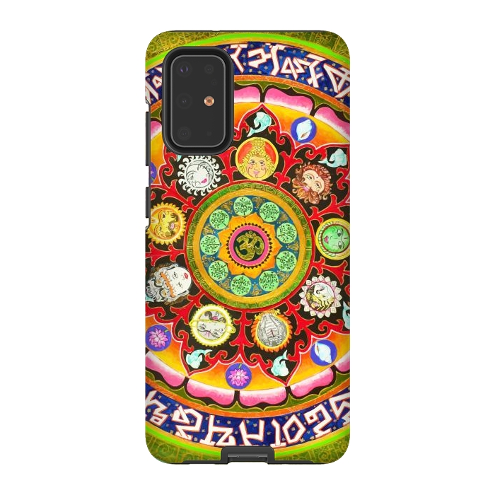 Galaxy S20 Plus StrongFit Chakra Mandala, Ayurveda Yoga Aum, Eclectic Colorful Bohemian Sun Sign Moon Sign Zodiac Astrology by Uma Prabhakar Gokhale