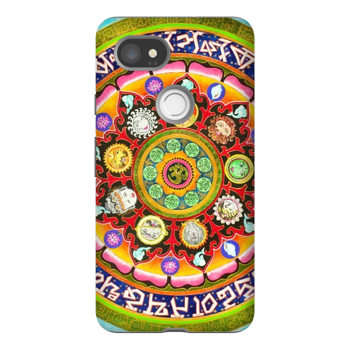 Pixel 2XL StrongFit Chakra Mandala, Ayurveda Yoga Aum, Eclectic Colorful Bohemian Sun Sign Moon Sign Zodiac Astrology by Uma Prabhakar Gokhale