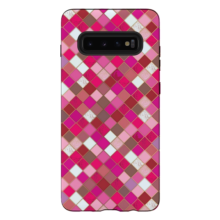 Galaxy S10 plus StrongFit pink pretty tiles by MALLIKA