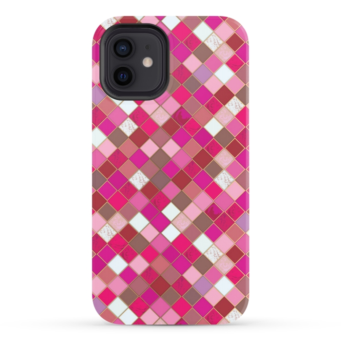 iPhone 12 StrongFit pink pretty tiles by MALLIKA