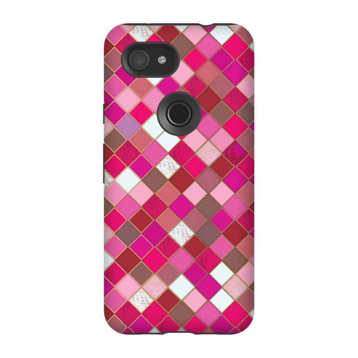 Pixel 3A StrongFit pink pretty tiles by MALLIKA
