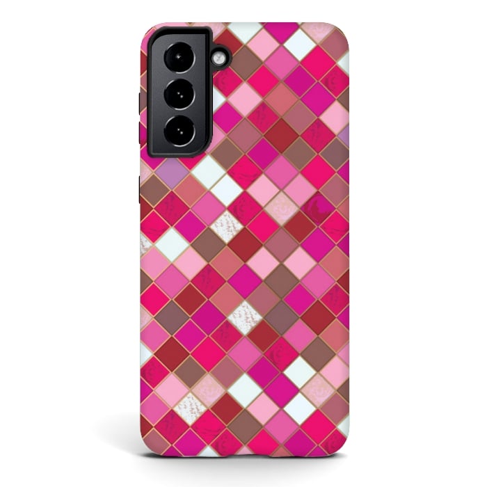 Galaxy S21 StrongFit pink pretty tiles by MALLIKA
