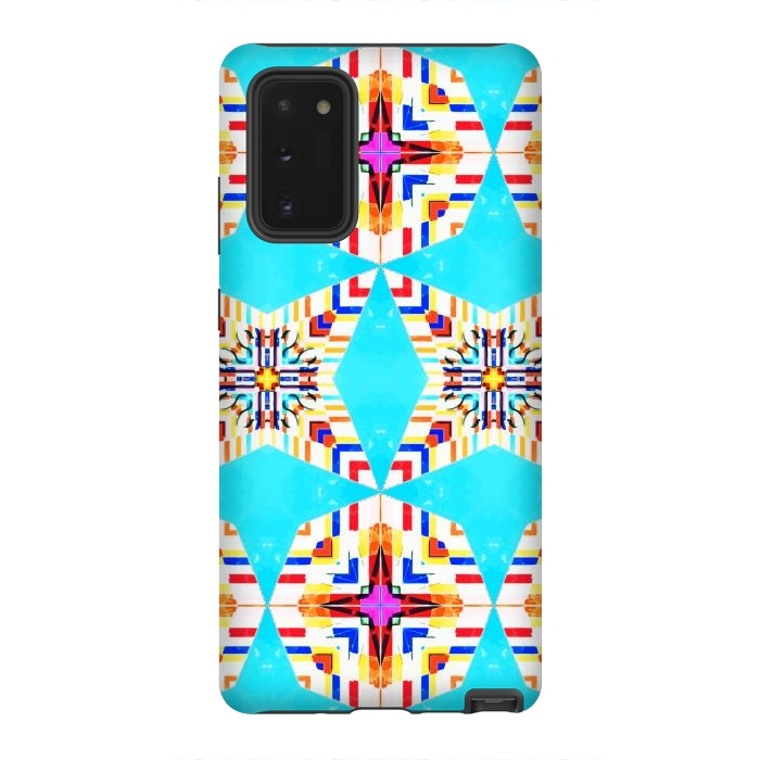 Galaxy Note 20 StrongFit Exotic Tiles, Moroccan Teal Kaleidoscope Pattern, Turkish Bohemian Colorful Culture Eclectic Graphic by Uma Prabhakar Gokhale