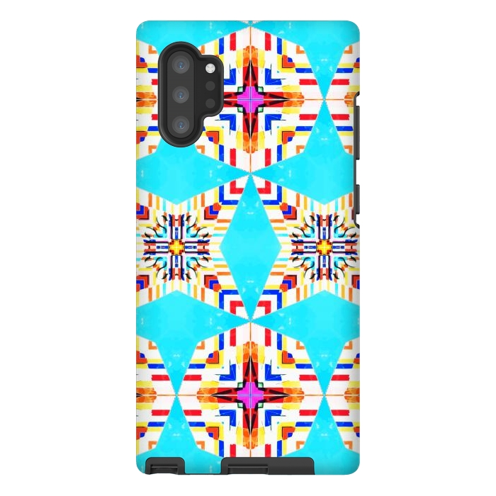 Galaxy Note 10 plus StrongFit Exotic Tiles, Moroccan Teal Kaleidoscope Pattern, Turkish Bohemian Colorful Culture Eclectic Graphic by Uma Prabhakar Gokhale
