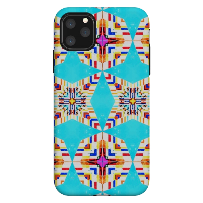 iPhone 11 Pro Max StrongFit Exotic Tiles, Moroccan Teal Kaleidoscope Pattern, Turkish Bohemian Colorful Culture Eclectic Graphic by Uma Prabhakar Gokhale