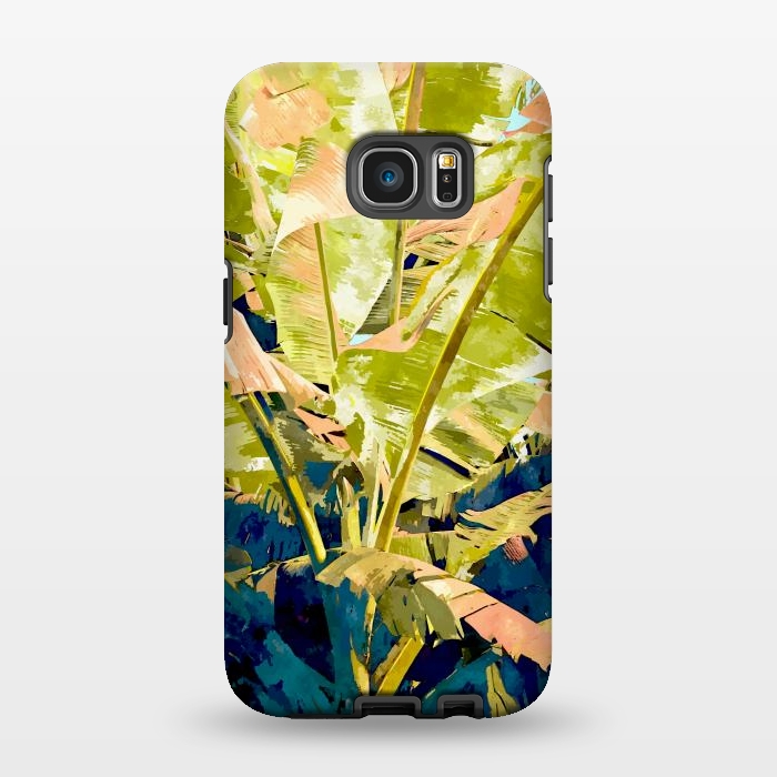 Galaxy S7 EDGE StrongFit Blush Banana Tree, Tropical Banana Leaves Painting, Watercolor Nature Jungle Botanical Illustration by Uma Prabhakar Gokhale