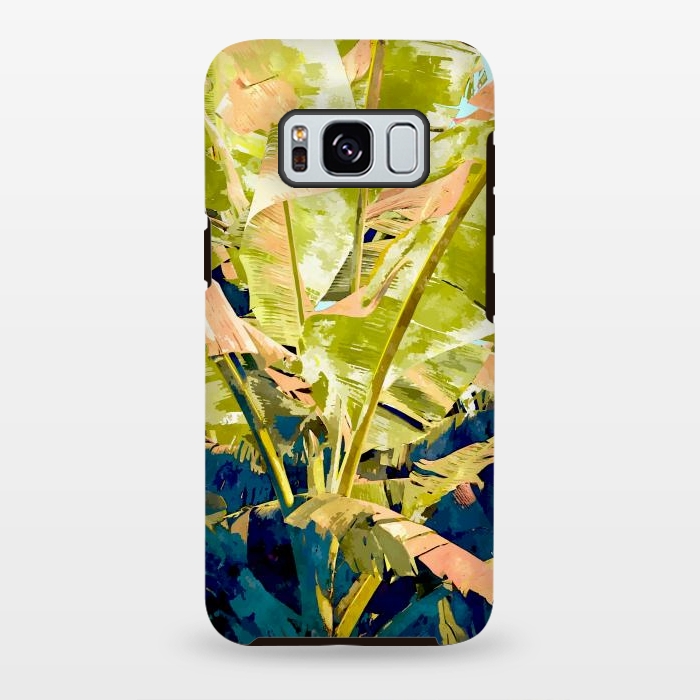 Galaxy S8 plus StrongFit Blush Banana Tree, Tropical Banana Leaves Painting, Watercolor Nature Jungle Botanical Illustration by Uma Prabhakar Gokhale