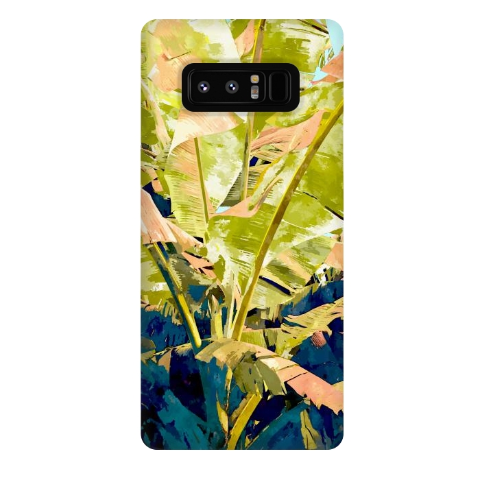Galaxy Note 8 StrongFit Blush Banana Tree, Tropical Banana Leaves Painting, Watercolor Nature Jungle Botanical Illustration by Uma Prabhakar Gokhale