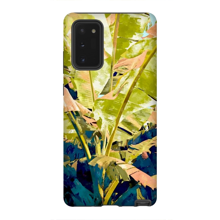 Galaxy Note 20 StrongFit Blush Banana Tree, Tropical Banana Leaves Painting, Watercolor Nature Jungle Botanical Illustration by Uma Prabhakar Gokhale