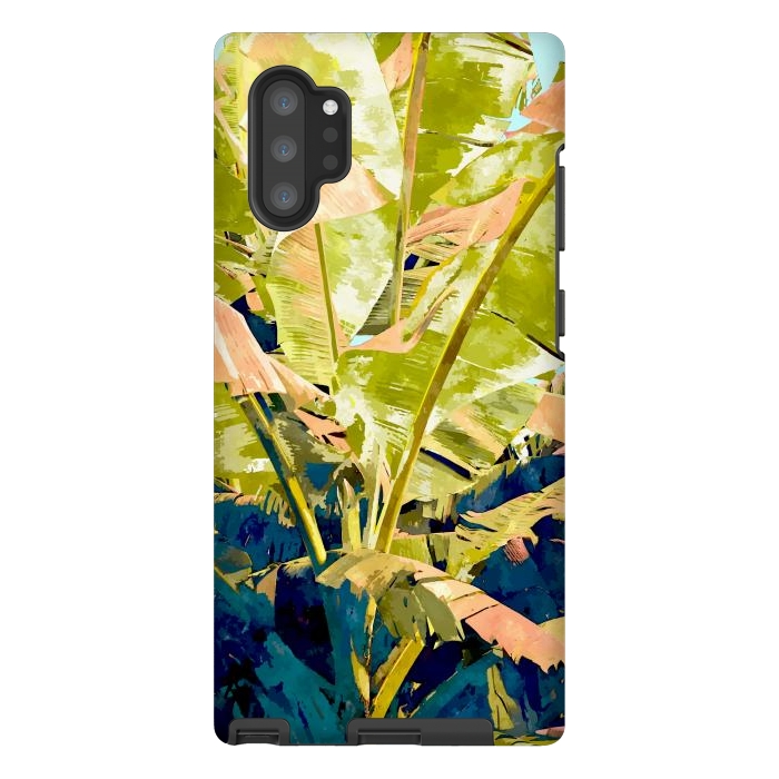 Galaxy Note 10 plus StrongFit Blush Banana Tree, Tropical Banana Leaves Painting, Watercolor Nature Jungle Botanical Illustration by Uma Prabhakar Gokhale