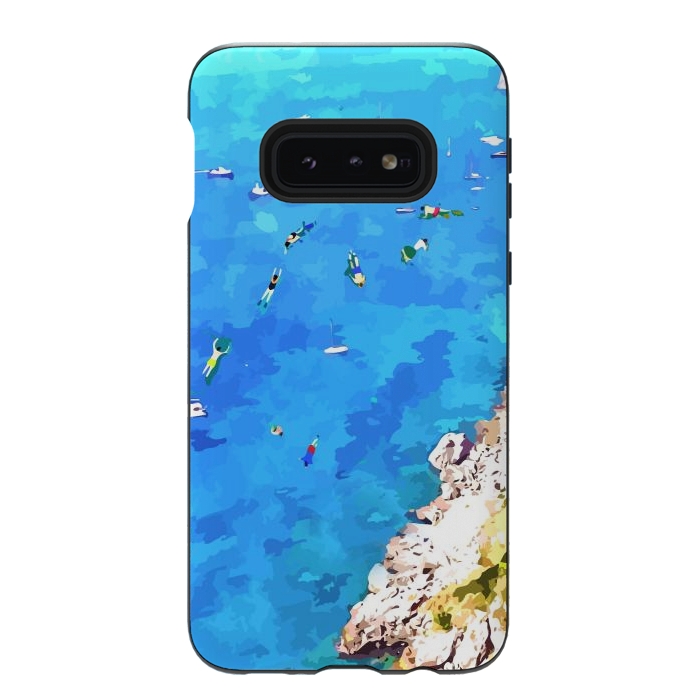 Galaxy S10e StrongFit Capri Island, Italy Tropical Travel, Nature Landscape Painting, Ocean Beach Summer Illustration by Uma Prabhakar Gokhale