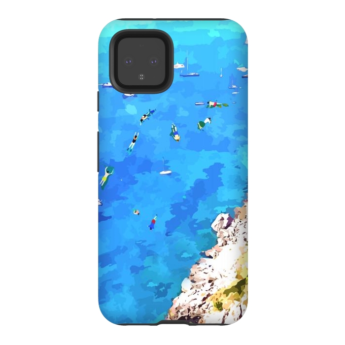 Pixel 4 StrongFit Capri Island, Italy Tropical Travel, Nature Landscape Painting, Ocean Beach Summer Illustration by Uma Prabhakar Gokhale