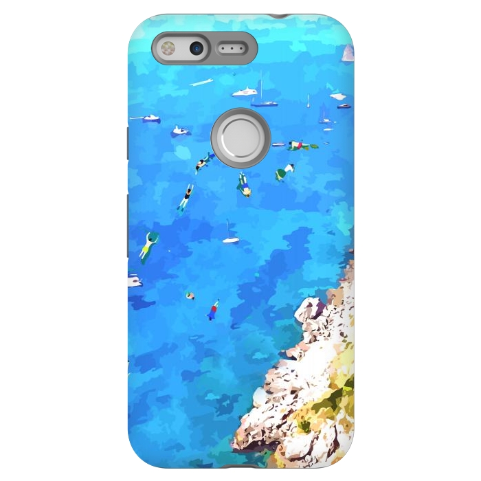 Pixel StrongFit Capri Island, Italy Tropical Travel, Nature Landscape Painting, Ocean Beach Summer Illustration by Uma Prabhakar Gokhale
