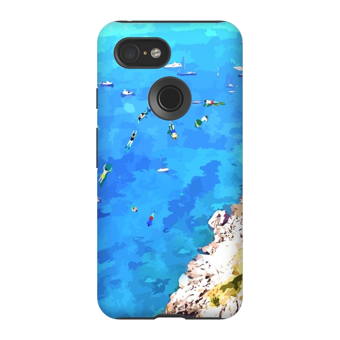 Pixel 3 StrongFit Capri Island, Italy Tropical Travel, Nature Landscape Painting, Ocean Beach Summer Illustration by Uma Prabhakar Gokhale