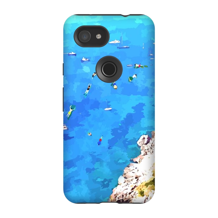 Pixel 3A StrongFit Capri Island, Italy Tropical Travel, Nature Landscape Painting, Ocean Beach Summer Illustration by Uma Prabhakar Gokhale