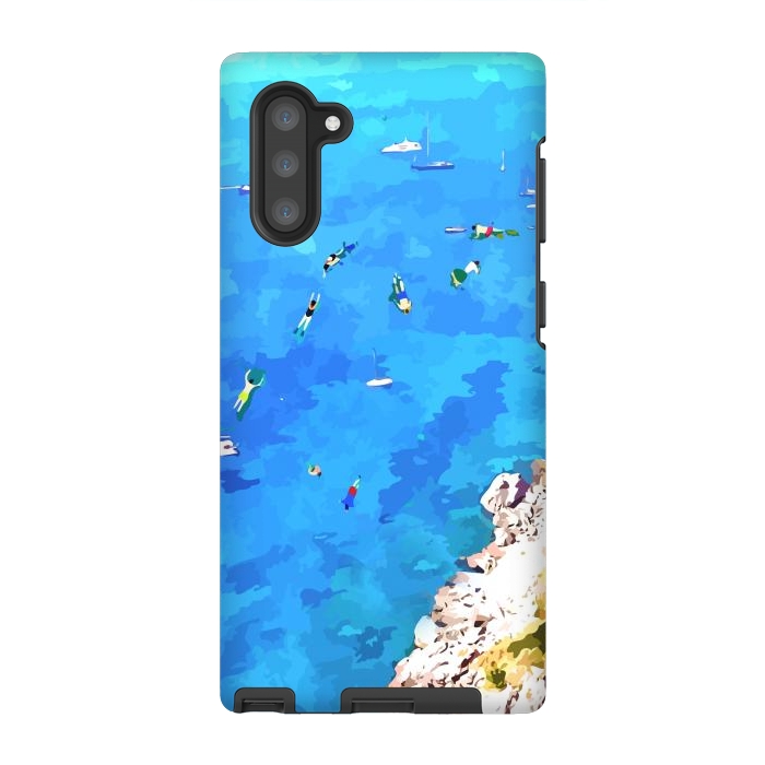 Galaxy Note 10 StrongFit Capri Island, Italy Tropical Travel, Nature Landscape Painting, Ocean Beach Summer Illustration by Uma Prabhakar Gokhale