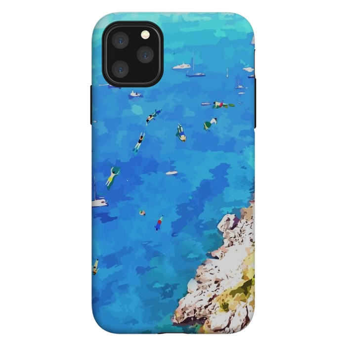 iPhone 11 Pro Max StrongFit Capri Island, Italy Tropical Travel, Nature Landscape Painting, Ocean Beach Summer Illustration by Uma Prabhakar Gokhale