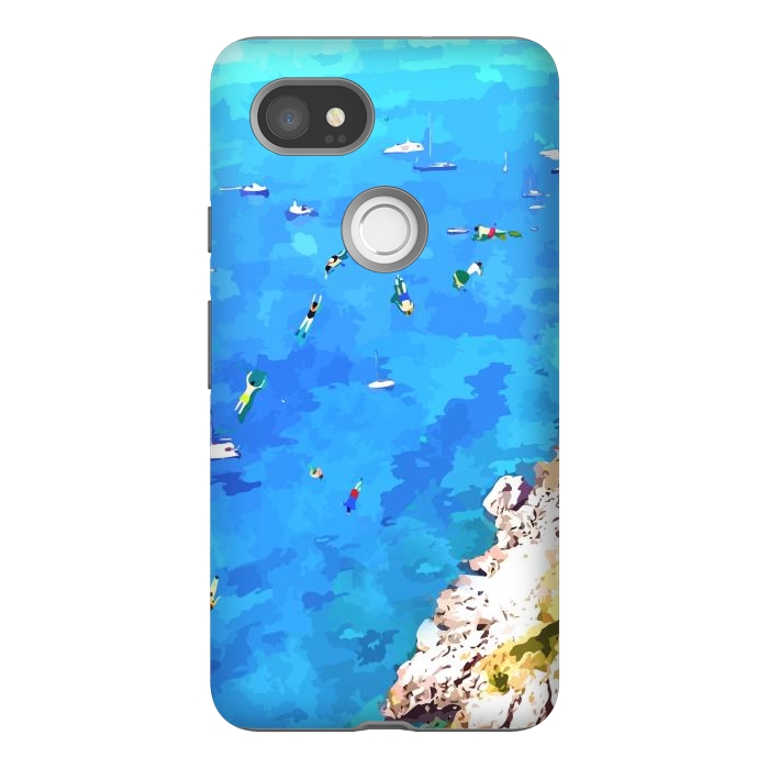 Pixel 2XL StrongFit Capri Island, Italy Tropical Travel, Nature Landscape Painting, Ocean Beach Summer Illustration by Uma Prabhakar Gokhale