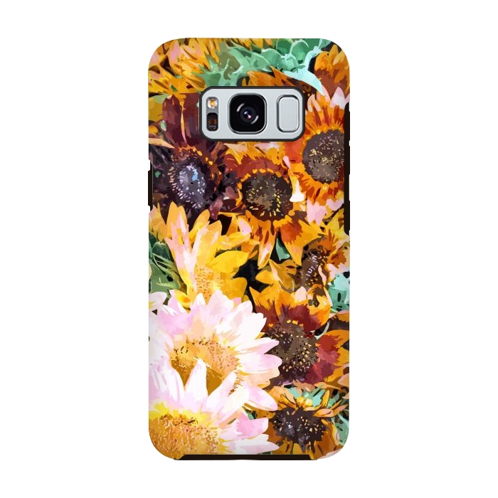 Galaxy S8 StrongFit Summer Sunflowers, Modern Bohemian Urban Jungle Painting, Botanical Floral Blush Garden Nature by Uma Prabhakar Gokhale
