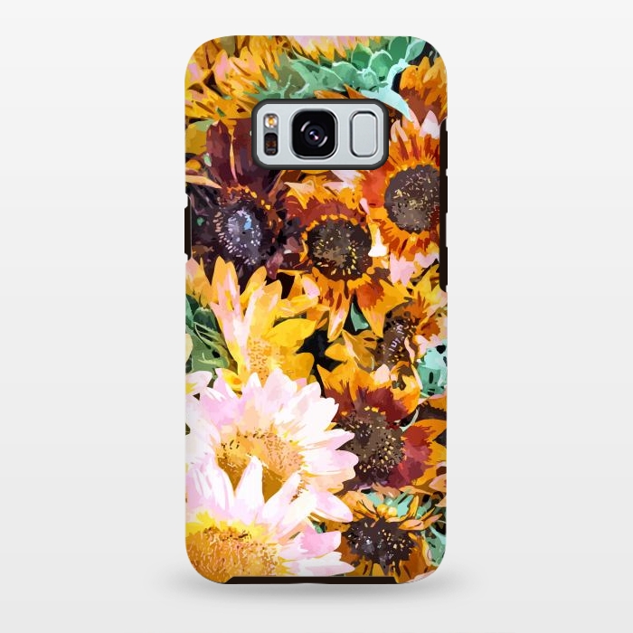 Galaxy S8 plus StrongFit Summer Sunflowers, Modern Bohemian Urban Jungle Painting, Botanical Floral Blush Garden Nature by Uma Prabhakar Gokhale