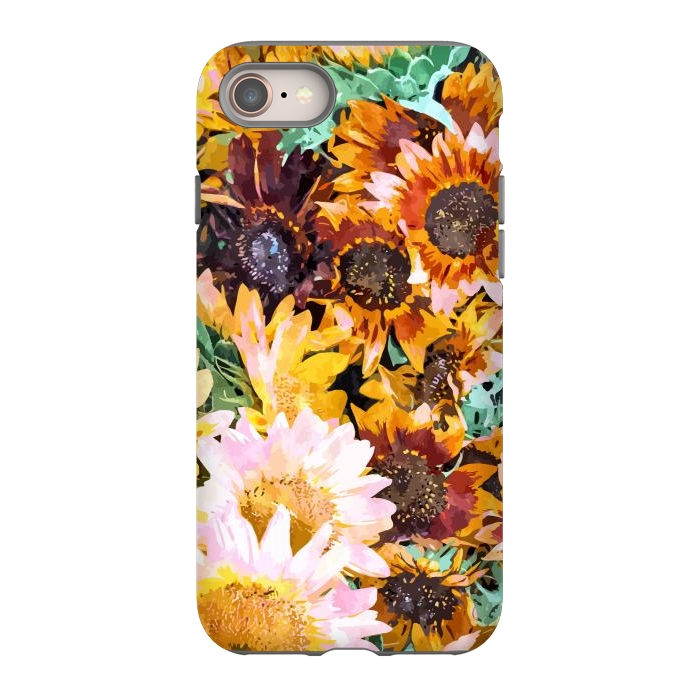 iPhone SE StrongFit Summer Sunflowers, Modern Bohemian Urban Jungle Painting, Botanical Floral Blush Garden Nature by Uma Prabhakar Gokhale