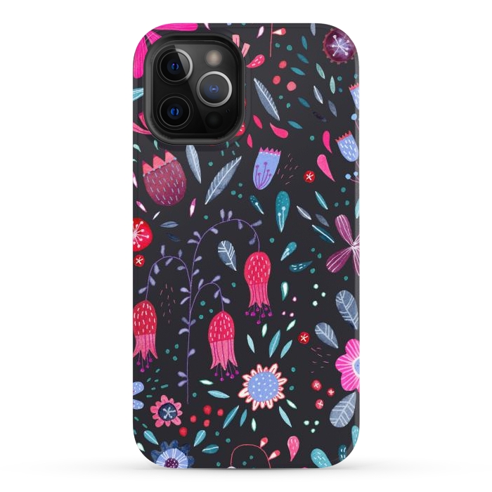 iPhone 12 Pro Max StrongFit Kennington Flowers Dark by Nic Squirrell
