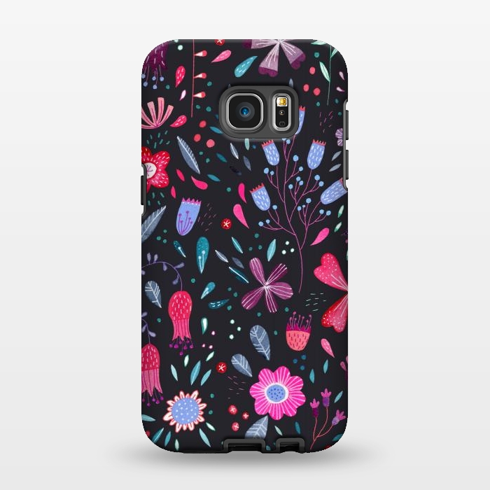 Galaxy S7 EDGE StrongFit Kennington Flowers Dark by Nic Squirrell
