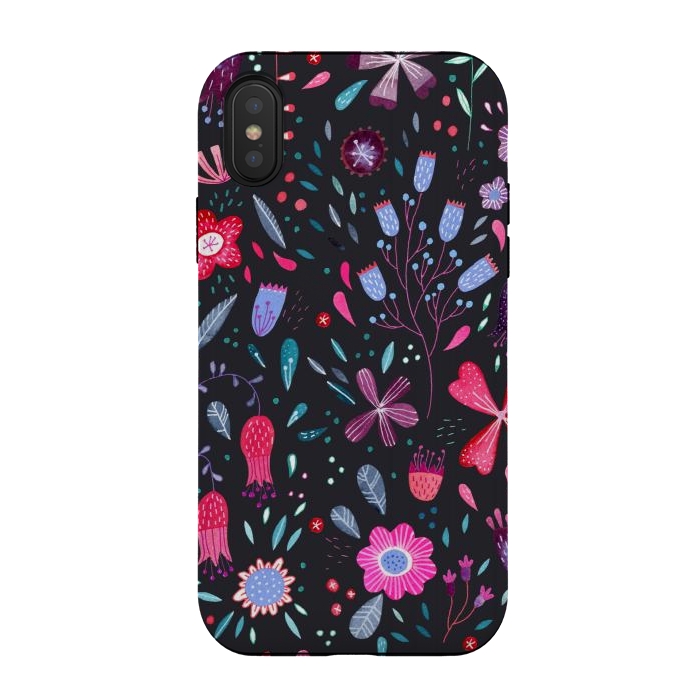 iPhone Xs / X StrongFit Kennington Flowers Dark by Nic Squirrell