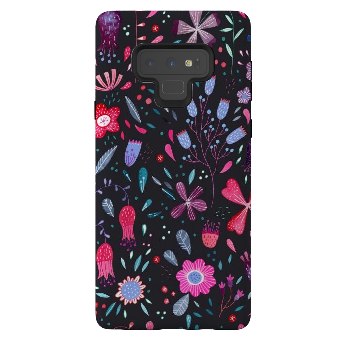Galaxy Note 9 StrongFit Kennington Flowers Dark by Nic Squirrell