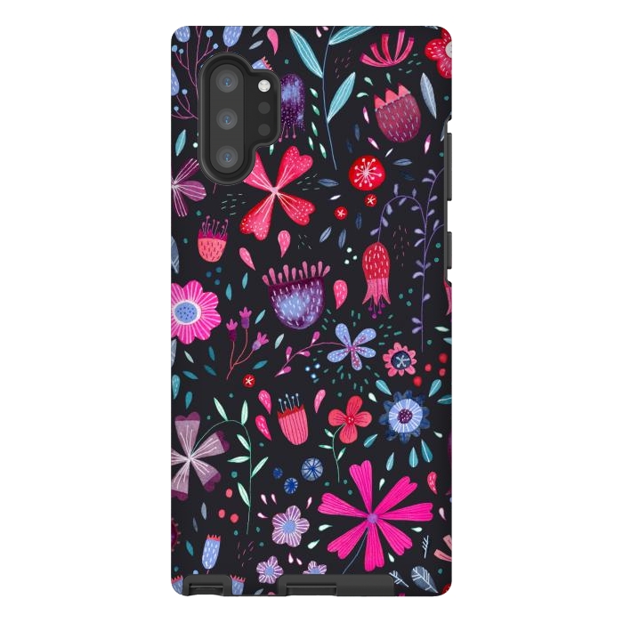 Galaxy Note 10 plus StrongFit Kennington Flowers Dark by Nic Squirrell