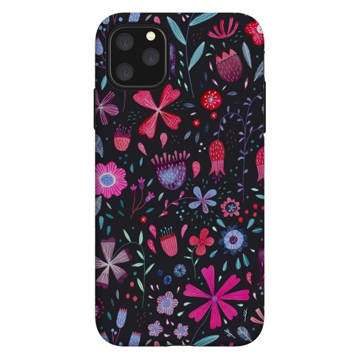 iPhone 11 Pro Max StrongFit Kennington Flowers Dark by Nic Squirrell