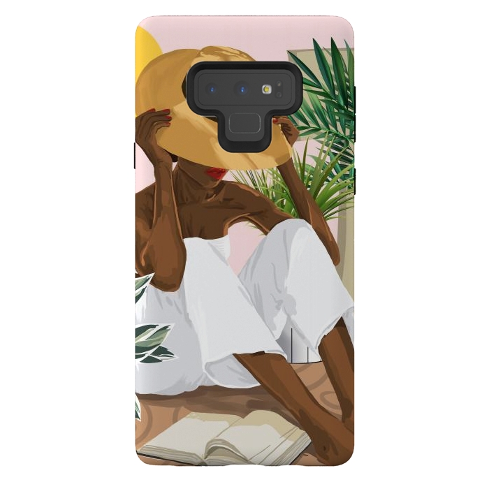 Galaxy Note 9 StrongFit Summer Reading | Modern Bohemian Black Woman Travel | Beachy Vacation Book Reader by Uma Prabhakar Gokhale
