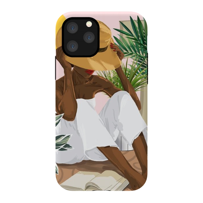 iPhone 11 Pro StrongFit Summer Reading | Modern Bohemian Black Woman Travel | Beachy Vacation Book Reader by Uma Prabhakar Gokhale