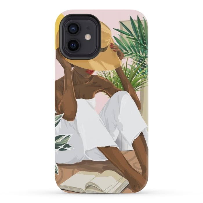 iPhone 12 mini StrongFit Summer Reading | Modern Bohemian Black Woman Travel | Beachy Vacation Book Reader by Uma Prabhakar Gokhale