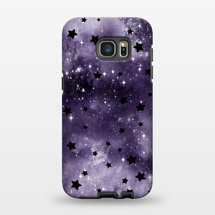 Galaxy S7 EDGE StrongFit Dark purple starry galaxy - celestial pattern by Oana 